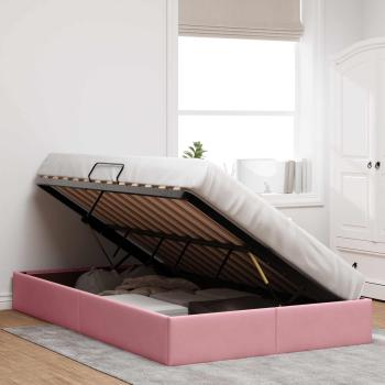 Ottoman Bettgestell mit Speicher Rosa 120 x 200 cm Samt