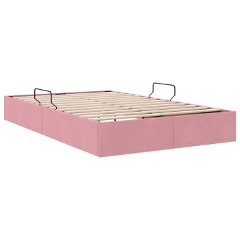 Ottoman Bettgestell mit Speicher Rosa 120 x 200 cm Samt