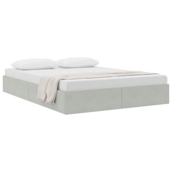 Ottoman Bettgestell mit Speicher Hellgrau 140 x 200 cm Samt