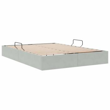 Ottoman Bettgestell mit Speicher Hellgrau 140 x 200 cm Samt