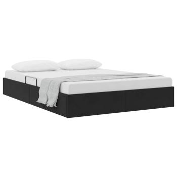 Ottoman Bettgestell mit Speicher Schwarz 140 x 200 cm Samt