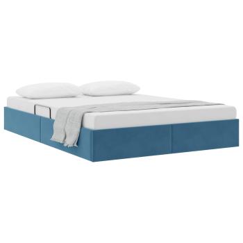 Ottoman Bettgestell mit Speicher Dunkelblau 140 x 200 cm Samt