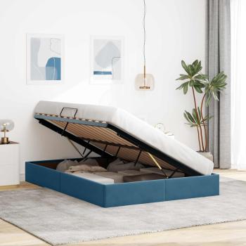 Ottoman Bettgestell mit Speicher Dunkelblau 140 x 200 cm Samt