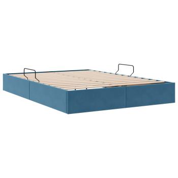 Ottoman Bettgestell mit Speicher Dunkelblau 140 x 200 cm Samt