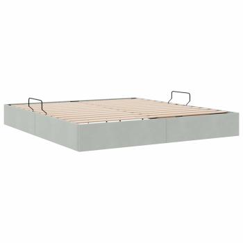 Ottoman Bettgestell mit Speicher Hellgrau 160 x 200 cm Samt