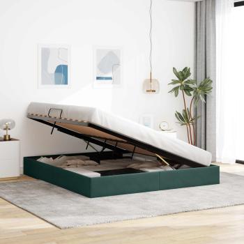 Ottoman Bettgestell mit Speicher Dunkelgrün 160 x 200 cm Samt