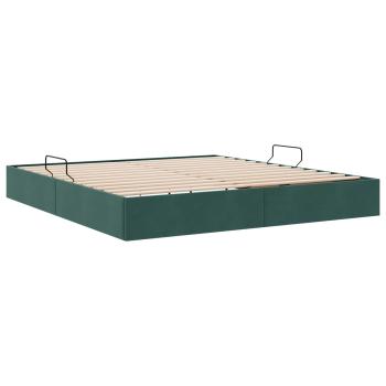 Ottoman Bettgestell mit Speicher Dunkelgrün 160 x 200 cm Samt