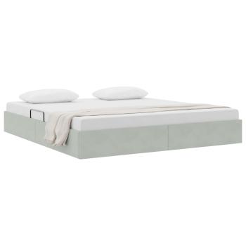 Ottoman Bettgestell mit Speicher Hellgrau 180 x 200 cm Samt