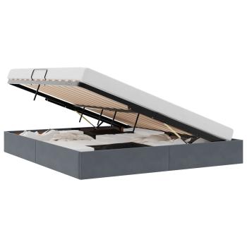 Ottoman Bettgestell mit Speicher Dunkelgrau 180 x 200 cm Samt