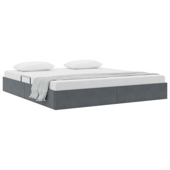 Ottoman Bettgestell mit Speicher Dunkelgrau 180 x 200 cm Samt