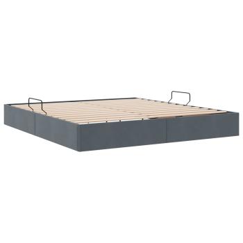Ottoman Bettgestell mit Speicher Dunkelgrau 180 x 200 cm Samt