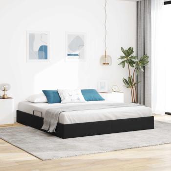 ARDEBO.de - Ottoman Bettgestell mit Speicher Schwarz 180 x 200 cm Samt