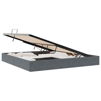 Ottoman Bettgestell mit Speicher Dunkelgrau 200 x 200 cm Samt