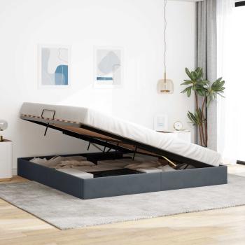Ottoman Bettgestell mit Speicher Dunkelgrau 200 x 200 cm Samt