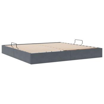 Ottoman Bettgestell mit Speicher Dunkelgrau 200 x 200 cm Samt
