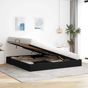 Ottoman Bettgestell mit Speicher Schwarz 200 x 200 cm Samt