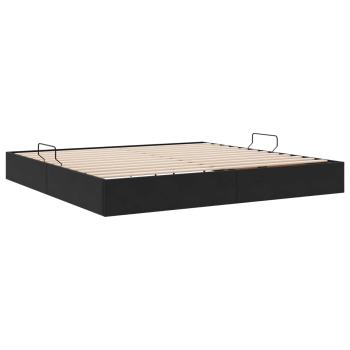 Ottoman Bettgestell mit Speicher Schwarz 200 x 200 cm Samt