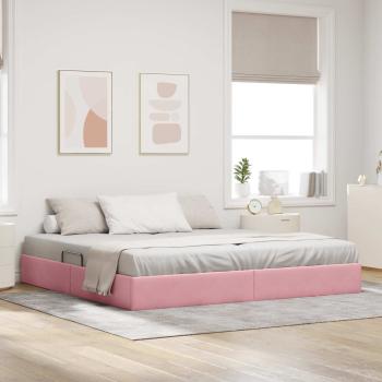 ARDEBO.de - Ottoman Bettgestell mit Speicher Rosa 200 x 200 cm Samt