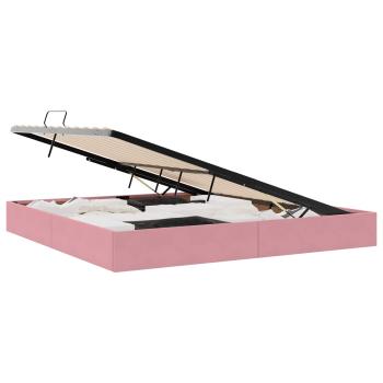 Ottoman Bettgestell mit Speicher Rosa 200 x 200 cm Samt
