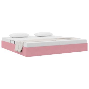 Ottoman Bettgestell mit Speicher Rosa 200 x 200 cm Samt