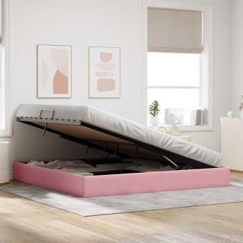 Ottoman Bettgestell mit Speicher Rosa 200 x 200 cm Samt