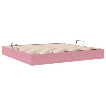 Ottoman Bettgestell mit Speicher Rosa 200 x 200 cm Samt