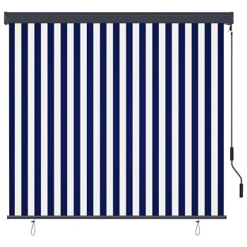 Rollo Blau und Weiß 180 x 250 cm Stoff und Aluminium