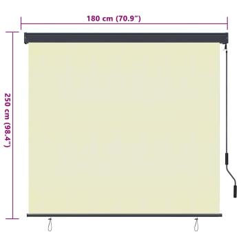 Rollo Creme 180 x 250 cm Stoff und Aluminium