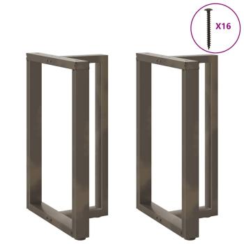 ARDEBO.de - Bartischbeine T-Form 2 Stk. Naturstahl 60x35x(90-91) cm Stahl