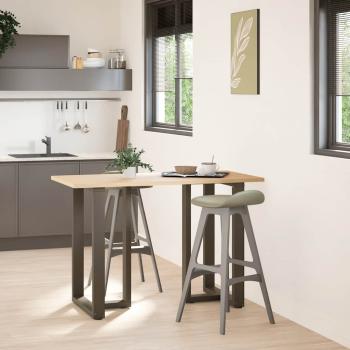 Bartischbeine T-Form 2 Stk. Naturstahl 60x35x(90-91) cm Stahl