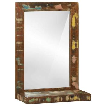 ARDEBO.de - Badezimmer Spiegel mit Regal Braun Massives upgecyceltes Holz