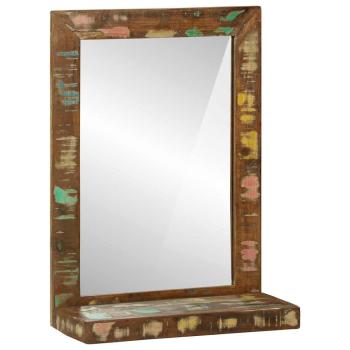Badezimmer Spiegel mit Regal Braun Massives upgecyceltes Holz