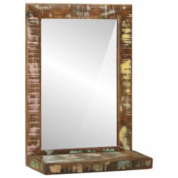 Badezimmer Spiegel mit Regal Braun Massives upgecyceltes Holz