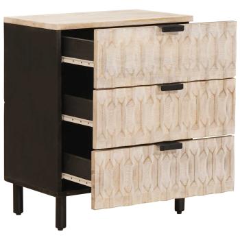 Nachttisch mit Schubladen Weiß 50 x 33 x 62 cm Massivholz Mango