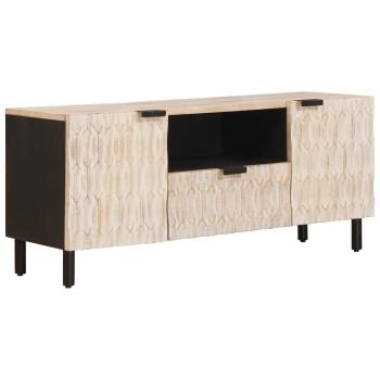 ARDEBO.de - TV-Schr?nk mit T?r Wei?e gewaschene Oberfl?che 105 x 33 x 46 cm