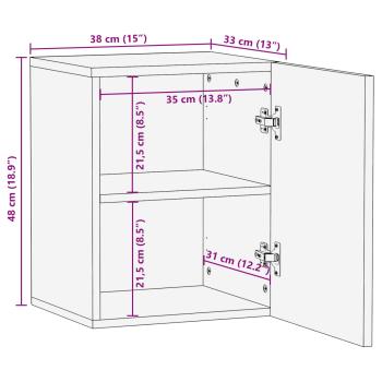 Badezimmer Hängeschrank Weiß 38 x 33 x 48 cm Massivholz Mango