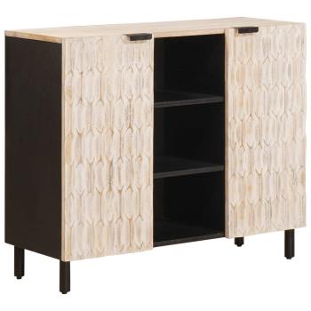 ARDEBO.de - Sideboard mit Regal Weiße gewaschene Oberfläche 90 x 33 x 75 cm