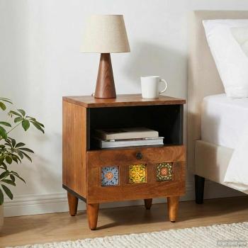 ARDEBO.de - Nachttisch Braun 40 x 33 x 46 cm Massivholz Mango
