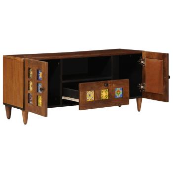 TV-Schränk mit Tür Walnuss 105 x 33 x 46 cm Massivholz Mango