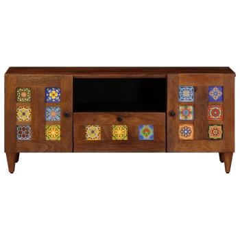 TV-Schränk mit Tür Walnuss 105 x 33 x 46 cm Massivholz Mango