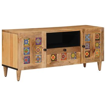 ARDEBO.de - TV-Schränk mit Tür Natur 105 x 33,5 x 46 cm Massivholz Mango