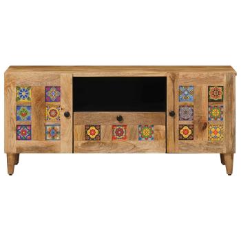TV-Schränk mit Tür Natur 105 x 33,5 x 46 cm Massivholz Mango