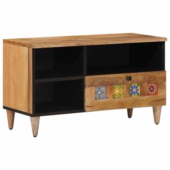 ARDEBO.de - TV-Schränk mit Regal Natur 80 x 33 x 46 cm Massivholz Mango