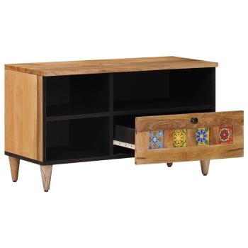 TV-Schränk mit Regal Natur 80 x 33 x 46 cm Massivholz Mango