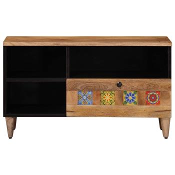 TV-Schränk mit Regal Natur 80 x 33 x 46 cm Massivholz Mango