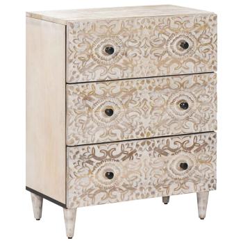 ARDEBO.de - Aufbewahrungs-Sideboard Weiß 60 x 33,5 x 75 cm Massivholz Mango