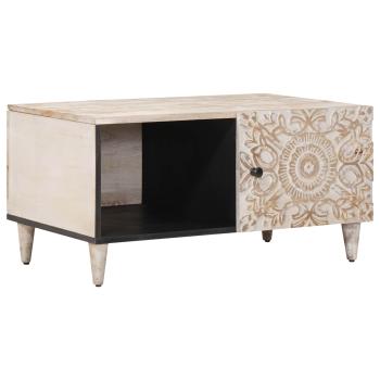 ARDEBO.de - Couchtisch Weiß 80 x 50 x 40 cm Massivholz Mango