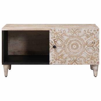 Couchtisch Weiß 80 x 50 x 40 cm Massivholz Mango