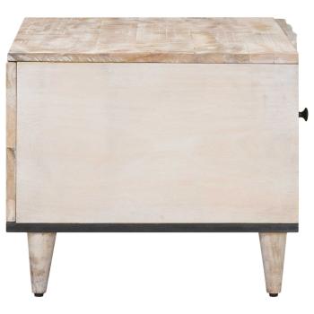 Couchtisch Weiß 80 x 50 x 40 cm Massivholz Mango