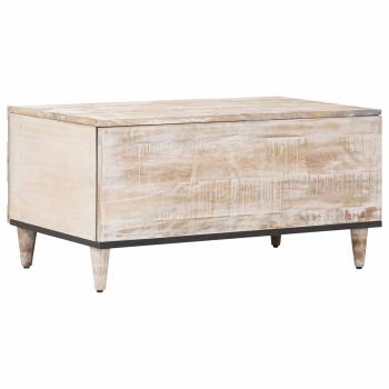 Couchtisch Weiß 80 x 50 x 40 cm Massivholz Mango